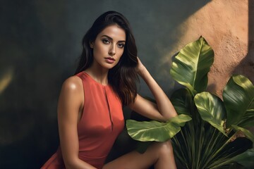 Elegant women in fashion: glamorous dresses in an aesthetic studio setting - ideal for travel and industry, creating beautiful images and creating fashionable images with versatile space for text.