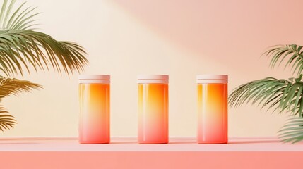 Eco-friendly product packaging with sunset gradient, showcasing a gradient design in warm sunset hues, incorporated into sustainable, eco-conscious packaging materials, 