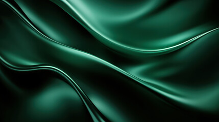 Elegant dark green fabric drapes flowing gracefully under soft light in a serene and sophisticated setting