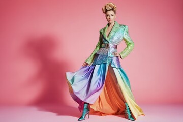 Elegant women in fashion: glamorous dresses in an aesthetic studio setting - ideal for travel and industry, creating beautiful images and creating fashionable images with versatile space for text.