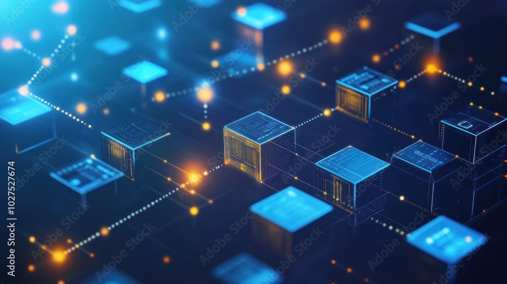Poster finance growth graph with blockchain technology, showing a graph that integrates blockchain data str