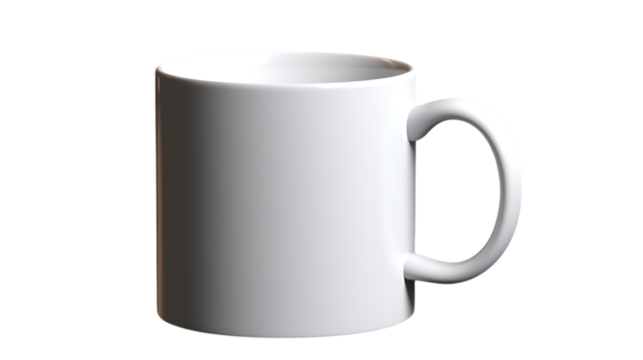 A minimalist white coffee mug design showcasing simplicity and elegance, available in high-resolution PNG format with a transparent backdrop for easy integration into various projects.