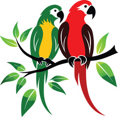 romantic bird couple vector art