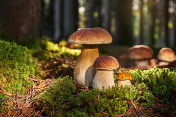 boletus edulis mushroom, fresh mushrooms grown in the woods