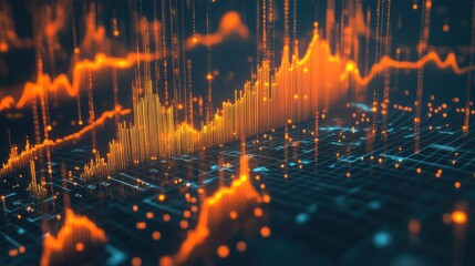 Fintech-driven financial growth graphs, depicting a modern, tech-focused graph showing growth trends in the financial technology sector, 