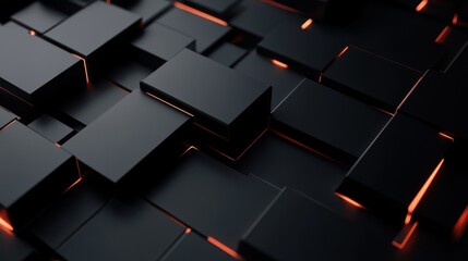Futuristic black background with 3D effects, ideal for tech projects and digital innovation
