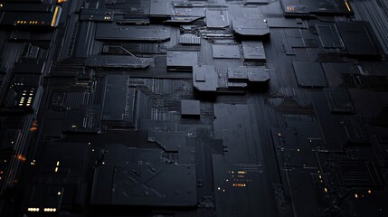 Futuristic black background with 3D effects, ideal for tech projects and digital innovation