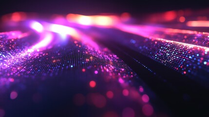 Glowing lines in blockchain-powered supply chain data, depicting glowing data lines flowing through a supply chain network, symbolizing transparency, 