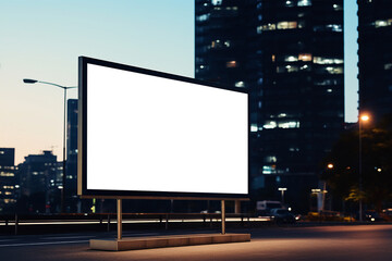 Blank billboard mock up in city. stock photo