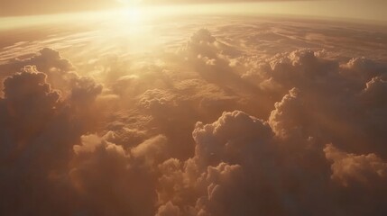 Fototapeta premium Majestic Cloudscape at Sunset: A Breathtaking Aerial View