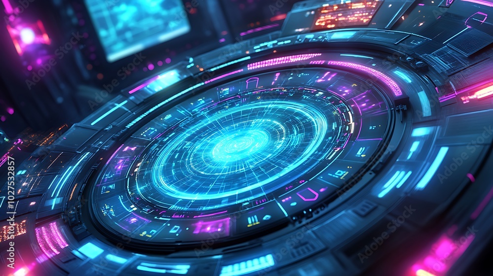 Aufkleber a futuristic physics lab with interactive digital models of black hole formations and event horizons