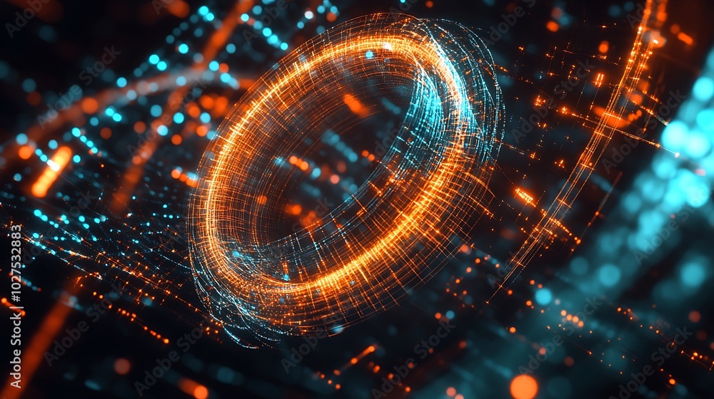 Poster a futuristic physics lab with interactive digital models of black hole formations and event horizons