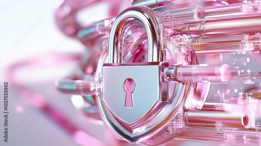 Poster advanced lock symbolizing cybersecurity measures for data protection and privacy in modern technolog
