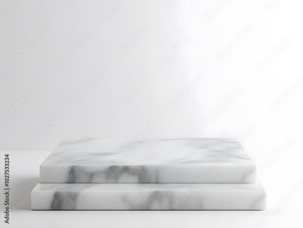 Poster two marble slabs stacked on a minimalist surface, showcasing elegant design and texture.