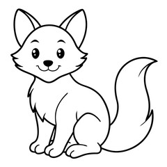 Obraz premium simple icon Children coloring book page, line art, monochrome black and white, cartoon outline cute style, illustration of fox
