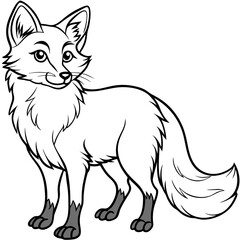 simple icon Children coloring book page, line art, monochrome black and white, cartoon outline cute style, illustration of fox