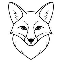 simple icon Children coloring book page, line art, monochrome black and white, cartoon outline cute style, illustration of fox