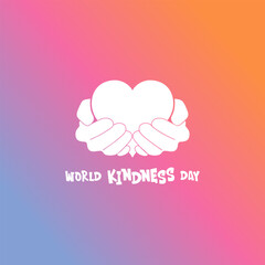 Design with an illustration of a hand carrying a love symbol. suitable for a World Kindness Day poster
