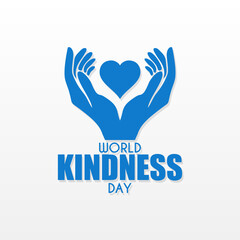 World Kindness Day. Template for background, banner, poster with hand illustration and love icon