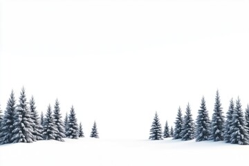 Fototapeta premium Serene Snowy Pines Under a Soft Sky