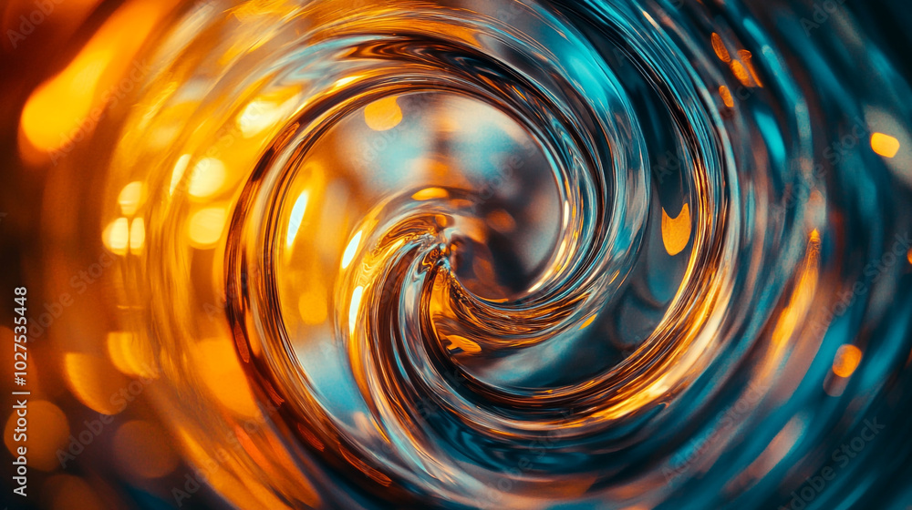 Aufkleber swirling patterns of orange and blue light create a mesmerizing effect in a fluid design