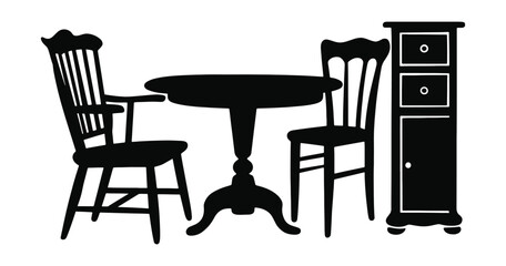 Fototapeta premium Stylish and Modern Furniture silhouette vector Collection Featuring Elegant Designs for Living Room, Bedroom, Office, and Home Décor