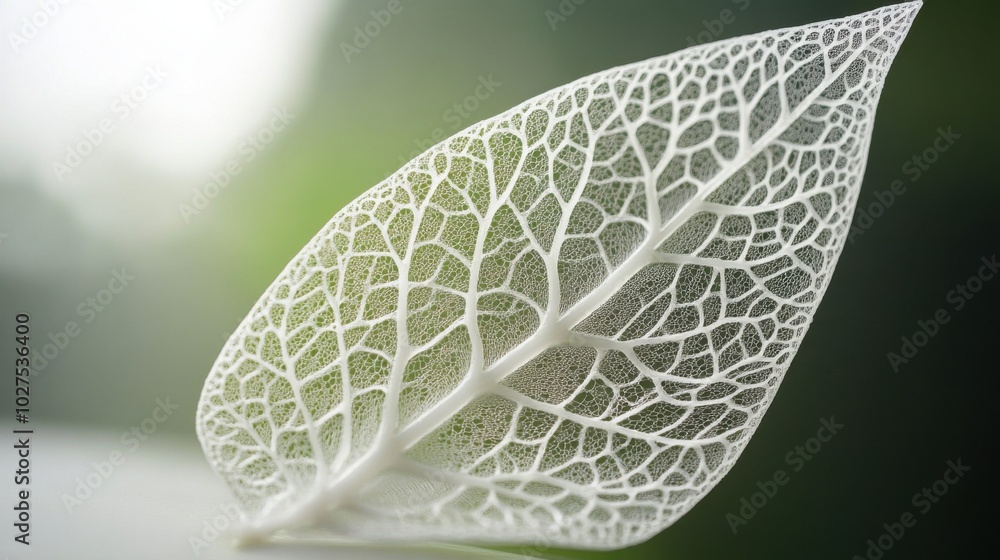 Poster detailed view of a bio-engineered leaf, revealing complex dna patterns inside its cells, optimized f