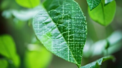 Leaf engineered with DNA sequences incorporated into its design, ensuring fast growth and sustainable production in bio-engineered plants.