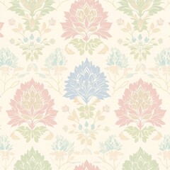 Traditional Floral Pattern in Soft Pastel Colors