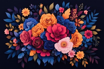 Floral arrangement against a dark backdrop, Floral arrangement on dark background