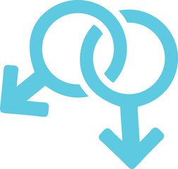 Gender symbol pink, blue and black icon.