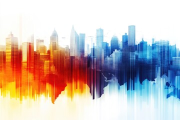 Obraz premium Innovative Analytics Overlaid on City Horizons