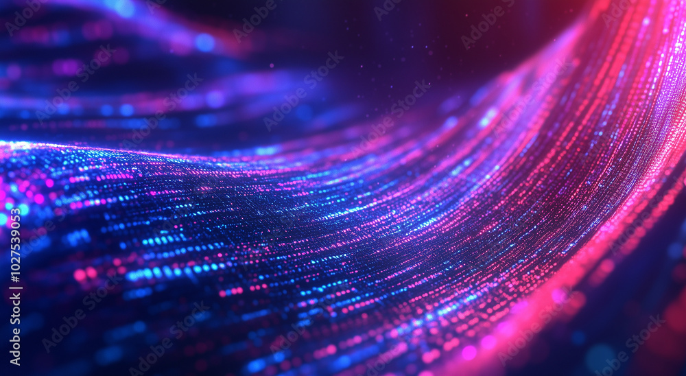 Aufkleber a close-up of digital data flowing on the screen, with blue and purple lights creating an abstract b