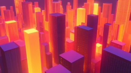 Fototapeta premium Vibrant Neon City Skyline