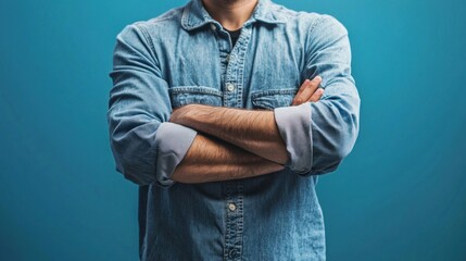 a person standing firm with crossed arms, refusing to move, representing the concept of being bullheaded in their stance