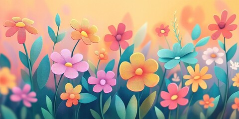 Colorful blooms set against a softly blurred backdrop, Vibrant flowers with a soft focus background