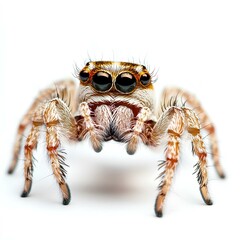 Macro Shot of a Jumping Spider on a White Background