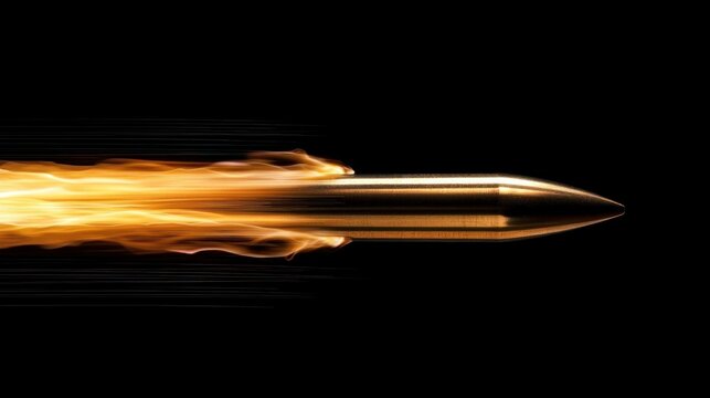 a bullet speeding through the air in slow motion, emphasizing momentum and impact