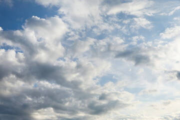 Beautiful view of blue sky with fluffy clouds