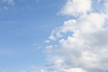 Beautiful view of blue sky with fluffy clouds