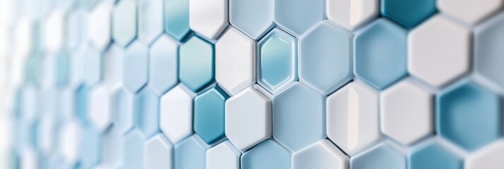 Naklejka premium Abstract Hexagon Pattern Blue and White Geometric Background