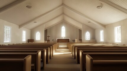 Interior of a Bright and Peaceful Church Setting
