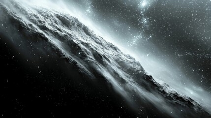 Majestic Frozen Waterfall Cascading in Starry Night Sky