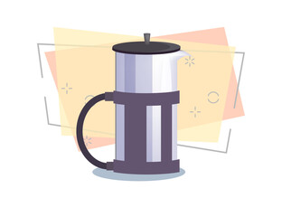 Obraz premium French press vector. Coffee making, dishware, utensil. Kitchenware concept. Vector can be used for topics like drinks, household equipment, coffee culture