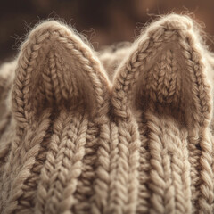 Knitted hat with cat ears.