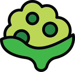 Cartoon style icon of a head of broccoli florets growing, representing healthy food and vegetable