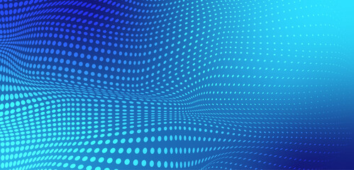 Abstract Blue Wavy Dotted Background