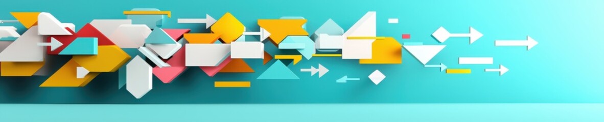 Arrows and shapes in motion representing the movement of trade