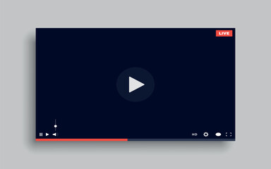 Video player web interface. Interface design for social networks. live broadcast window. Vector on a gray background © Dima