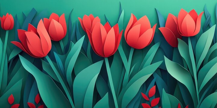 Vibrant blooming tulips featuring striking red petals, Vibrant blooming tulips with bold red petals